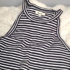 MADEWELL High Neck Tank Top Striped Ribbed